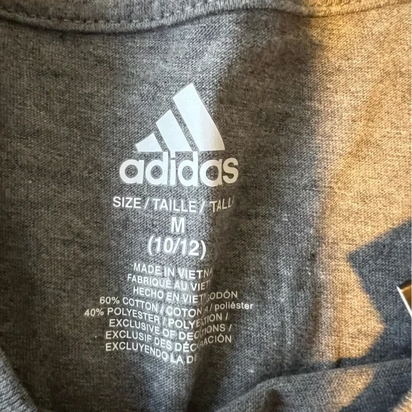 Adidas Gray Big Boys Cotton Long Sleeve Tee NEW NWT - Picture 2 of 2